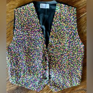 Rainbow multicolor sequin vest colorful sparkle made in Indonesia size large
